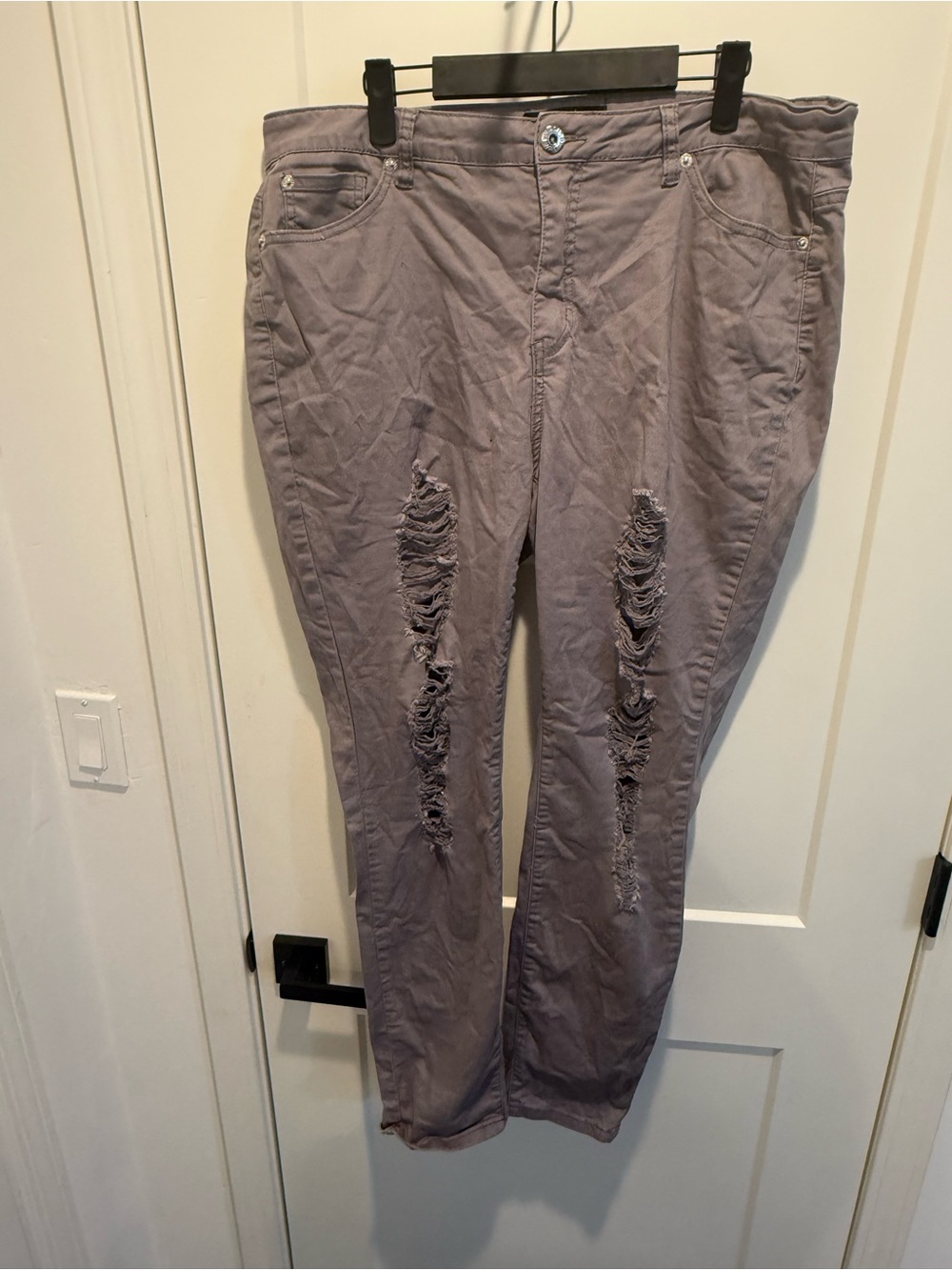 Ashley Stewart Taupe Gray Button-Front Pants
